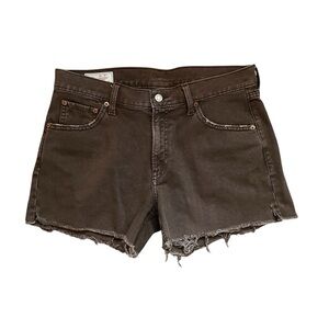 GAP Low Stride Denim Shorts Women 29 Brown Raw Hem Cutoff Cotton